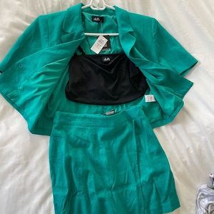 Linen blazer & skort teal